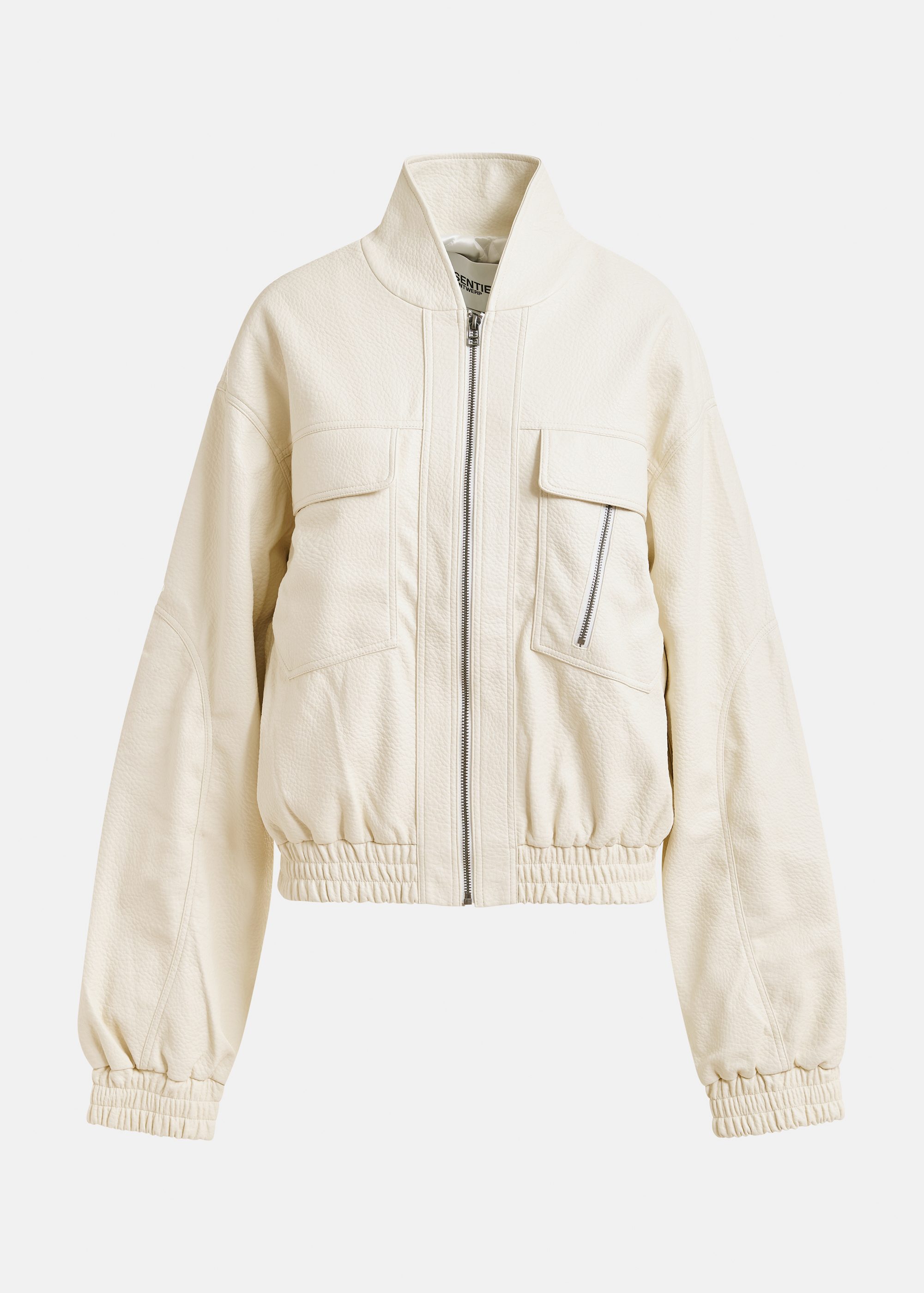 Off-white oversized faux-leather bomber jacket | Essentiel Antwerp