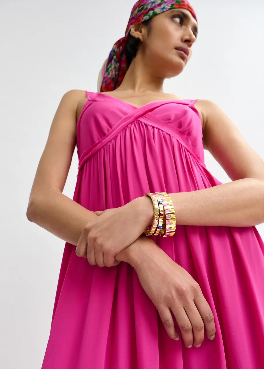 Multicolor colorblock gold bracelet set 