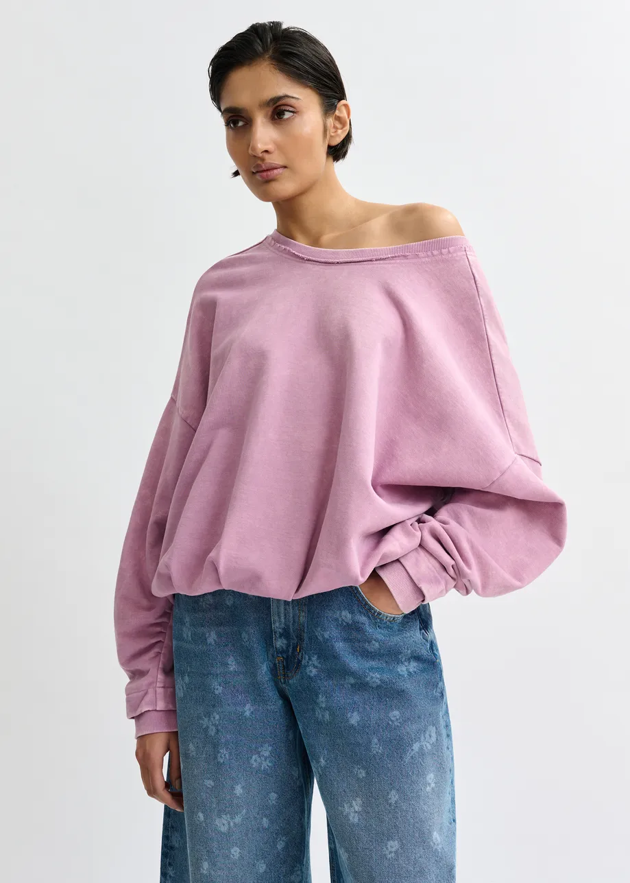 Paarse korte sweater met wikkeldetail