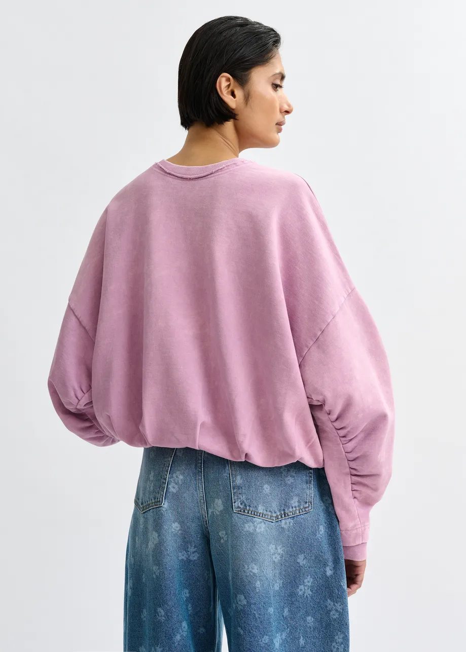 Paarse korte sweater met wikkeldetail