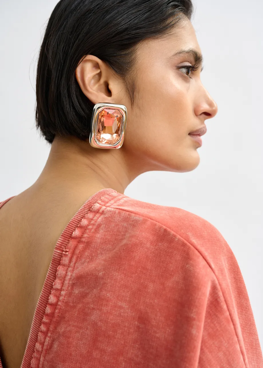 Gebrand oranje korte sweater met wikkeldetail