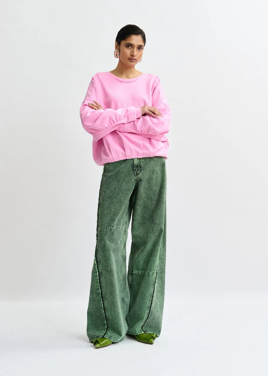 Roze korte sweater met wikkeldetail