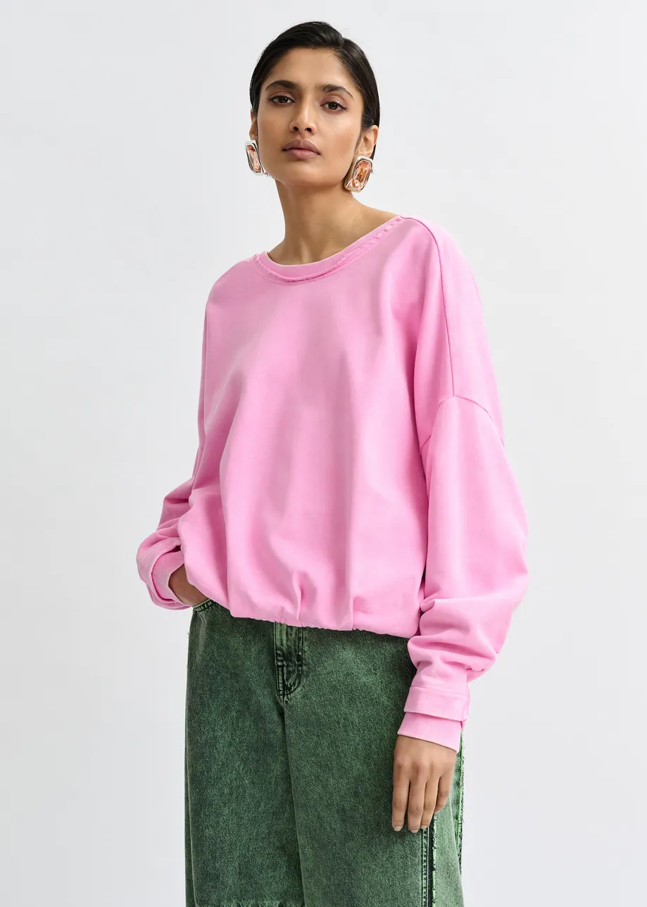 Roze korte sweater met wikkeldetail