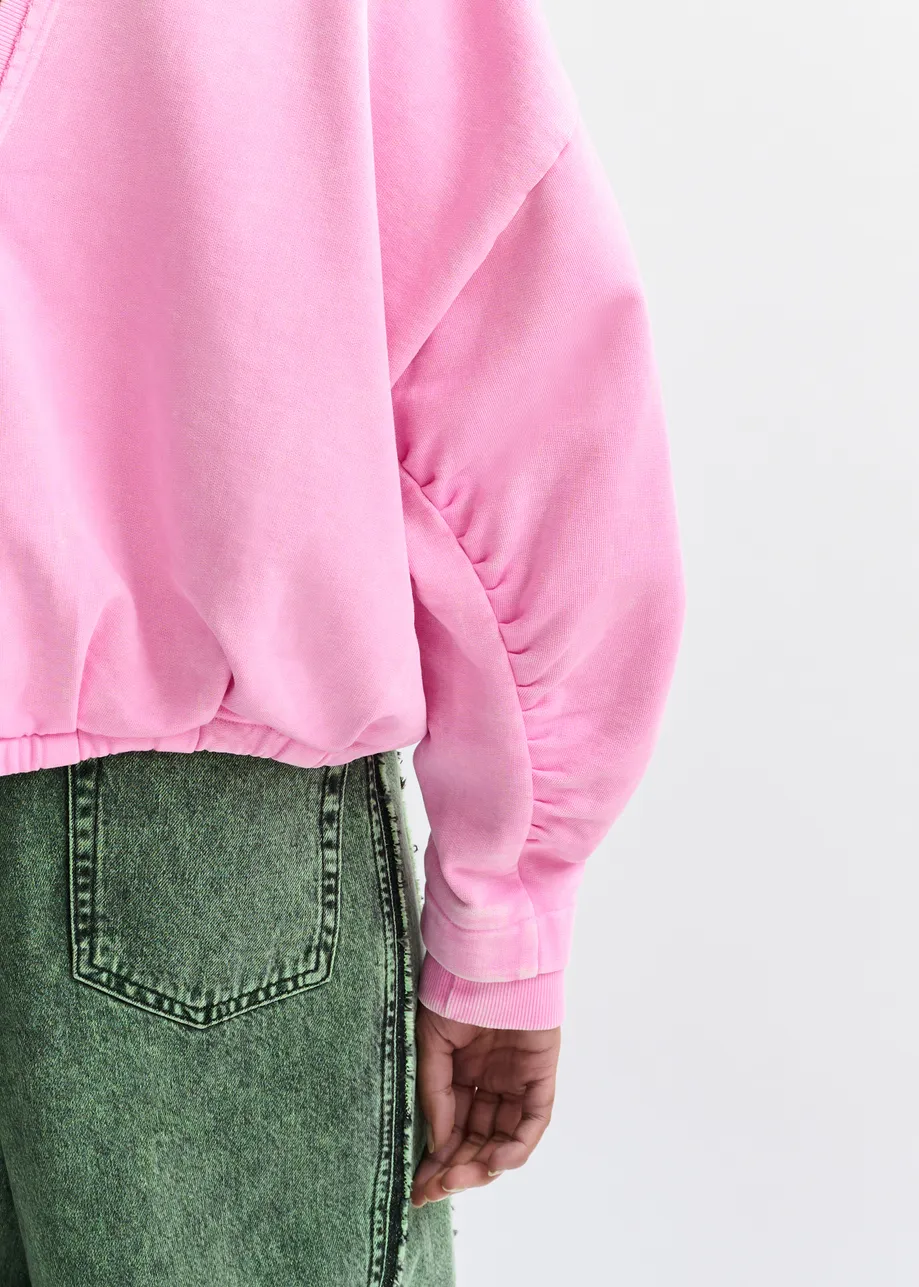 Roze korte sweater met wikkeldetail