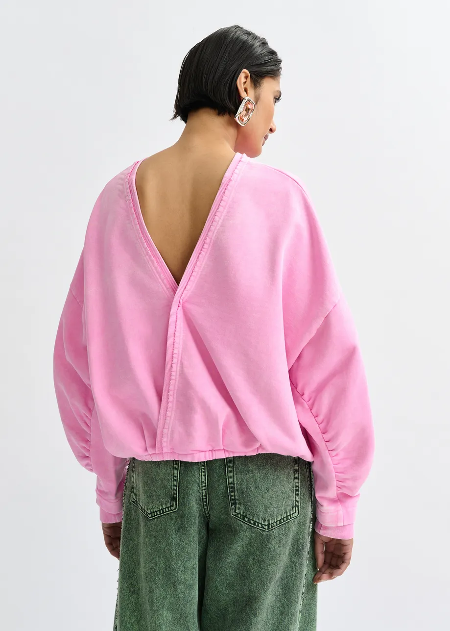 Roze korte sweater met wikkeldetail