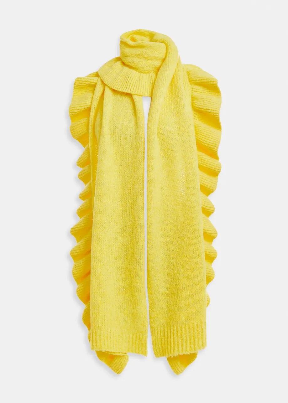 Yellow oversized scarf with ruffle detail