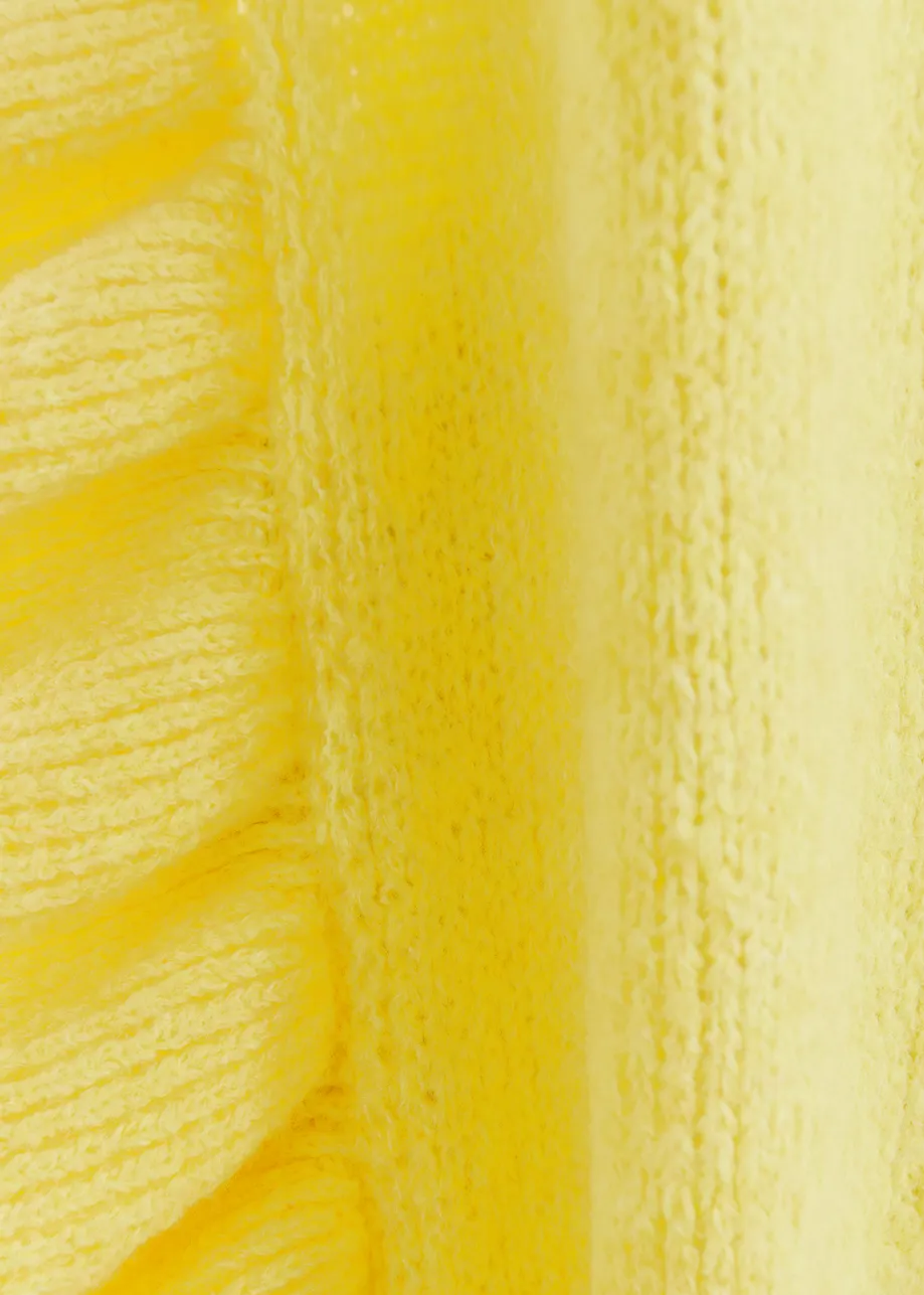 Yellow oversized scarf with ruffle detail
