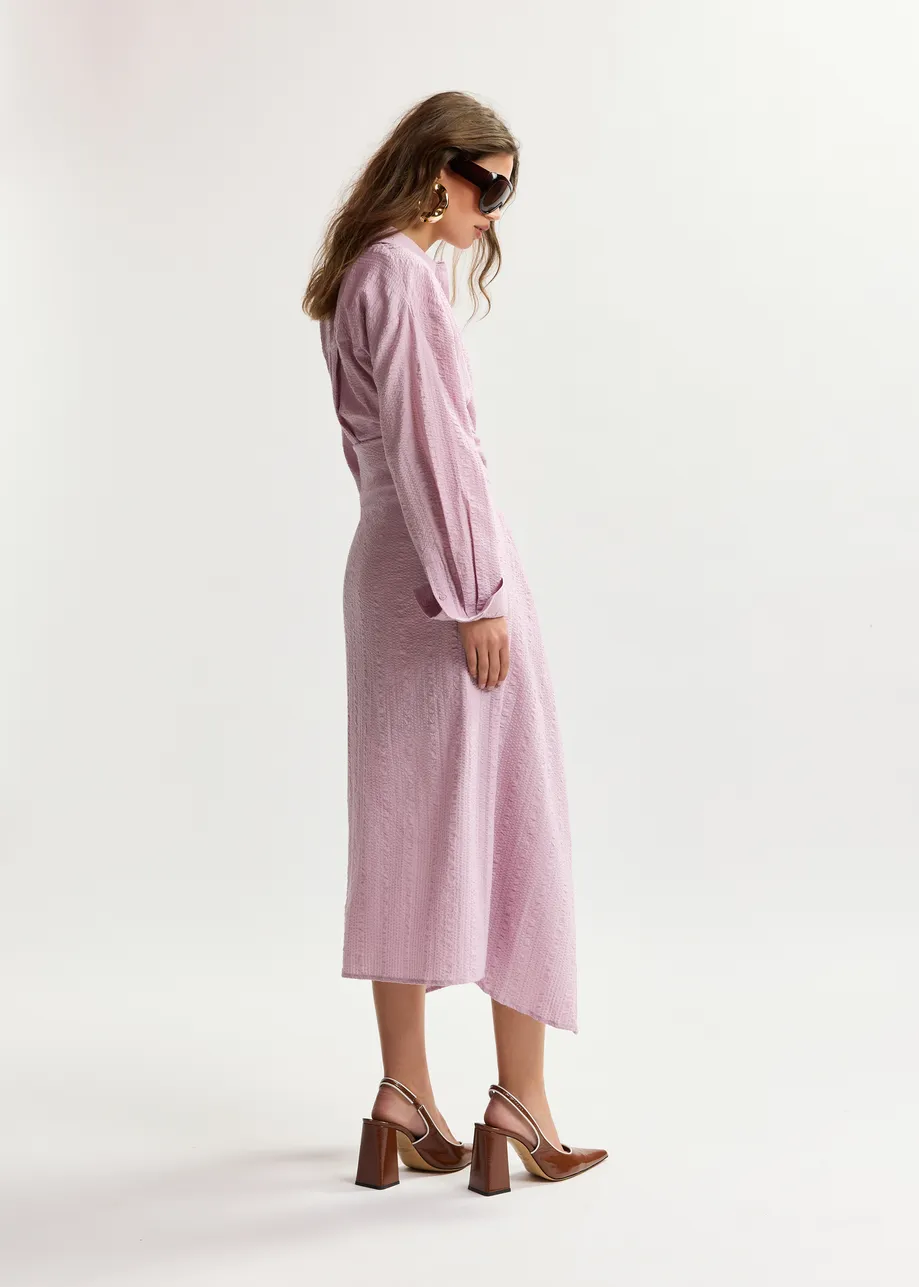 Light pink cotton shirt dress with faux-sleeve detailing