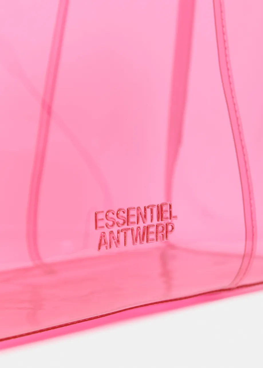 Pink clear tote bag with top handles
