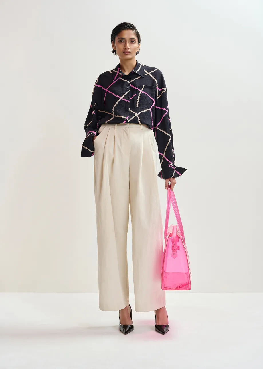 Pink clear tote bag with top handles