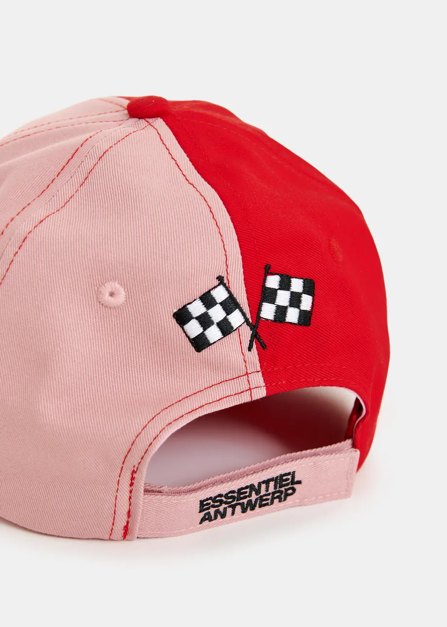 Red, vintage pink and white Peanuts™ Snoopy color-block cotton cap