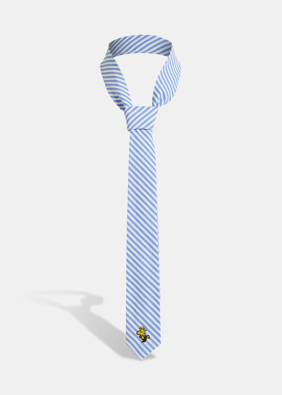 Light blue and white cotton Peanuts™ striped tie