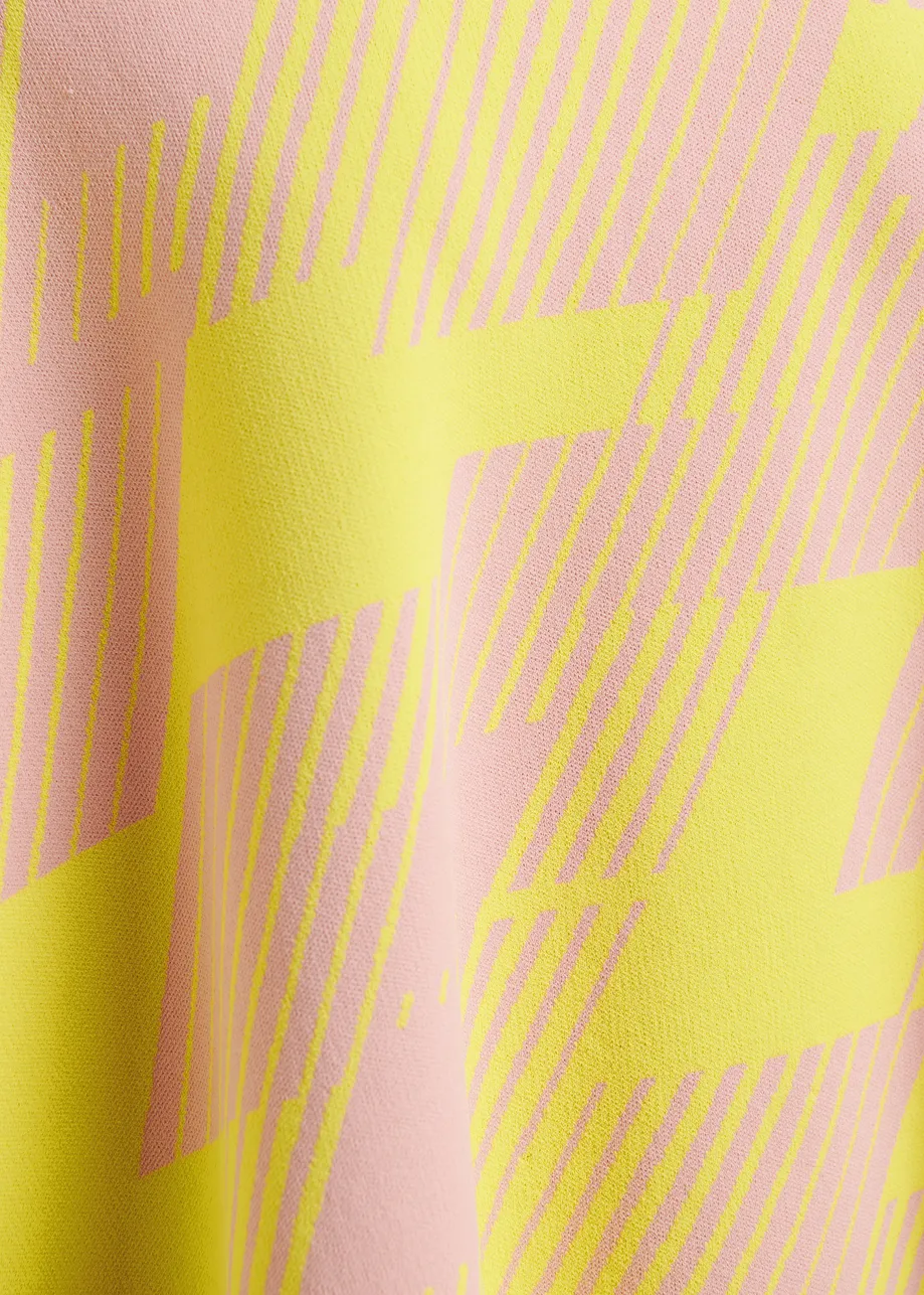 Top in maglia jacquard rosa chiaro e giallo