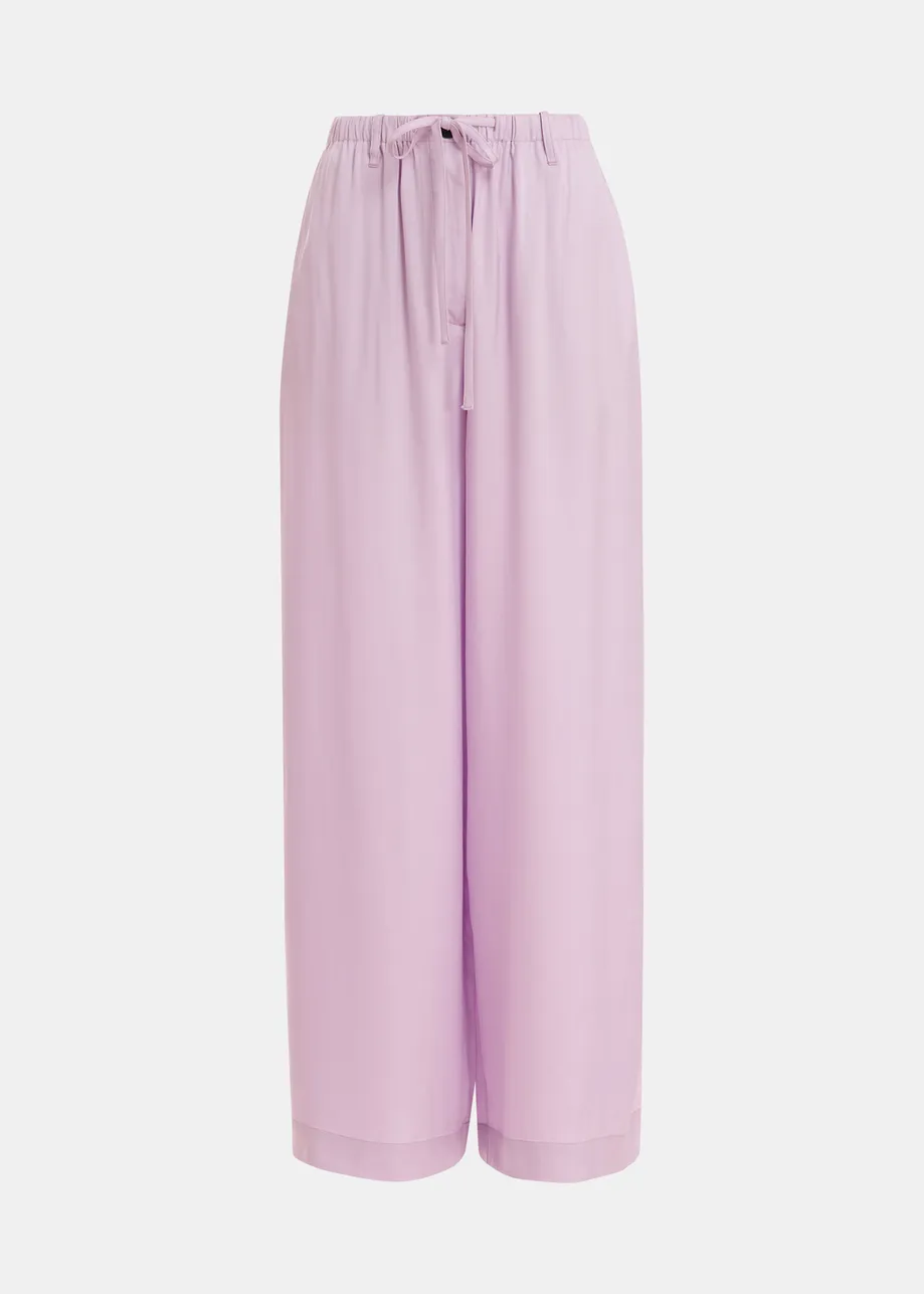 Pantaloni lilla dalla vestibilità comoda con coulisse sull’orlo