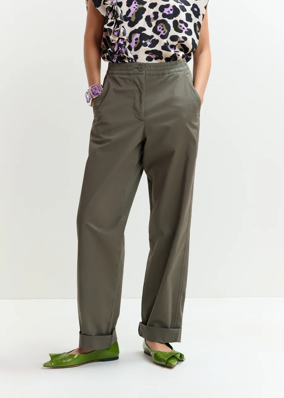 Khaki organic cotton-blend  pants