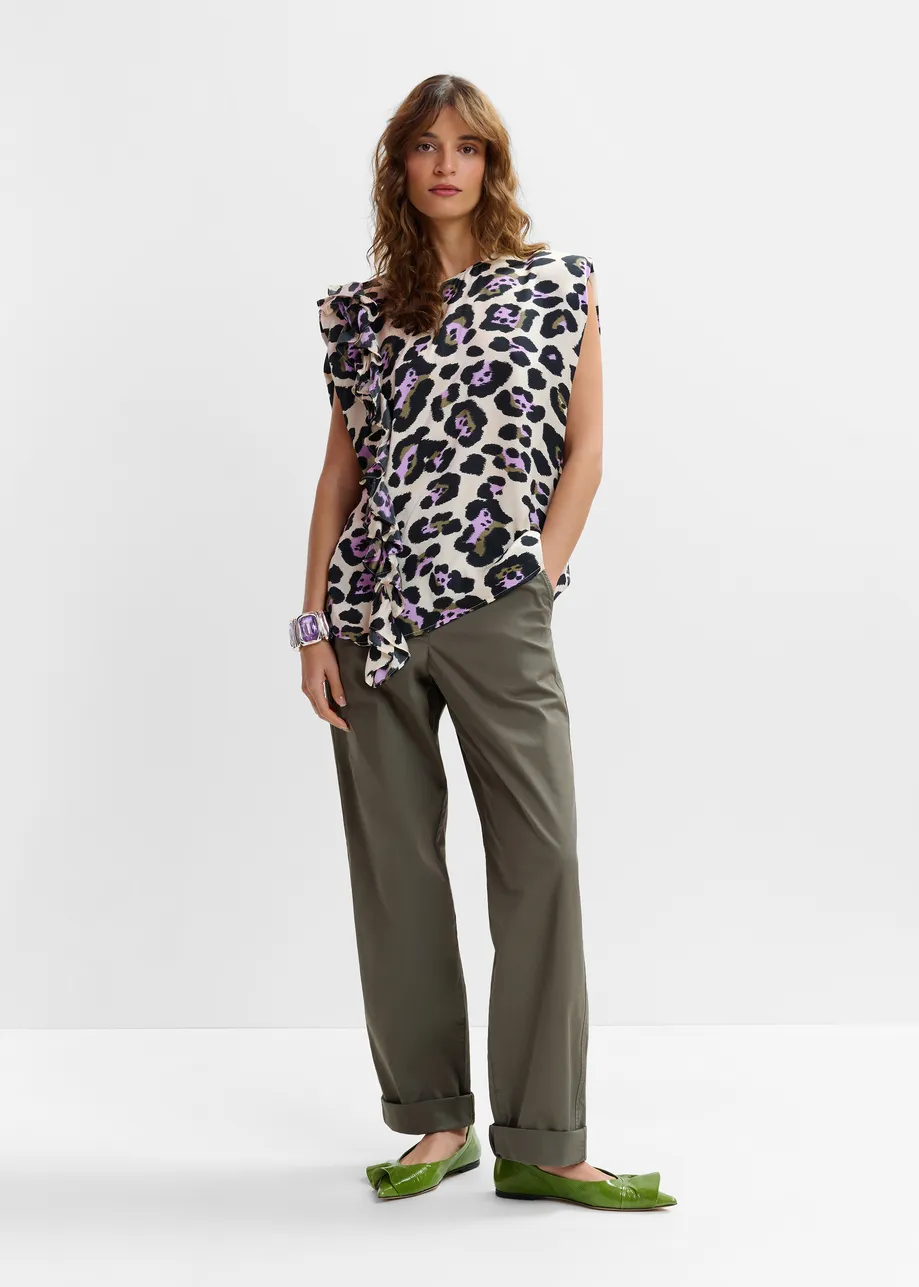Khaki organic cotton-blend  pants