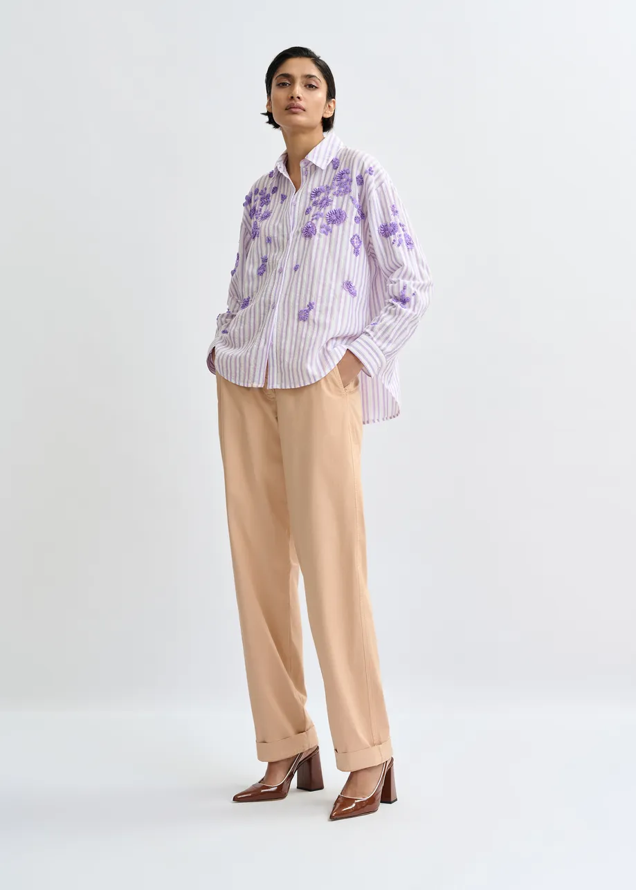 Light pink organic cotton-blend  pants