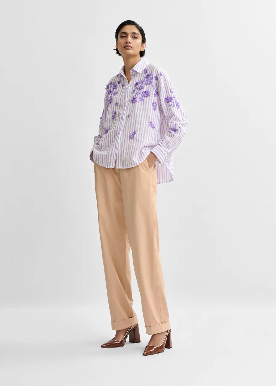 Light pink organic cotton-blend  pants