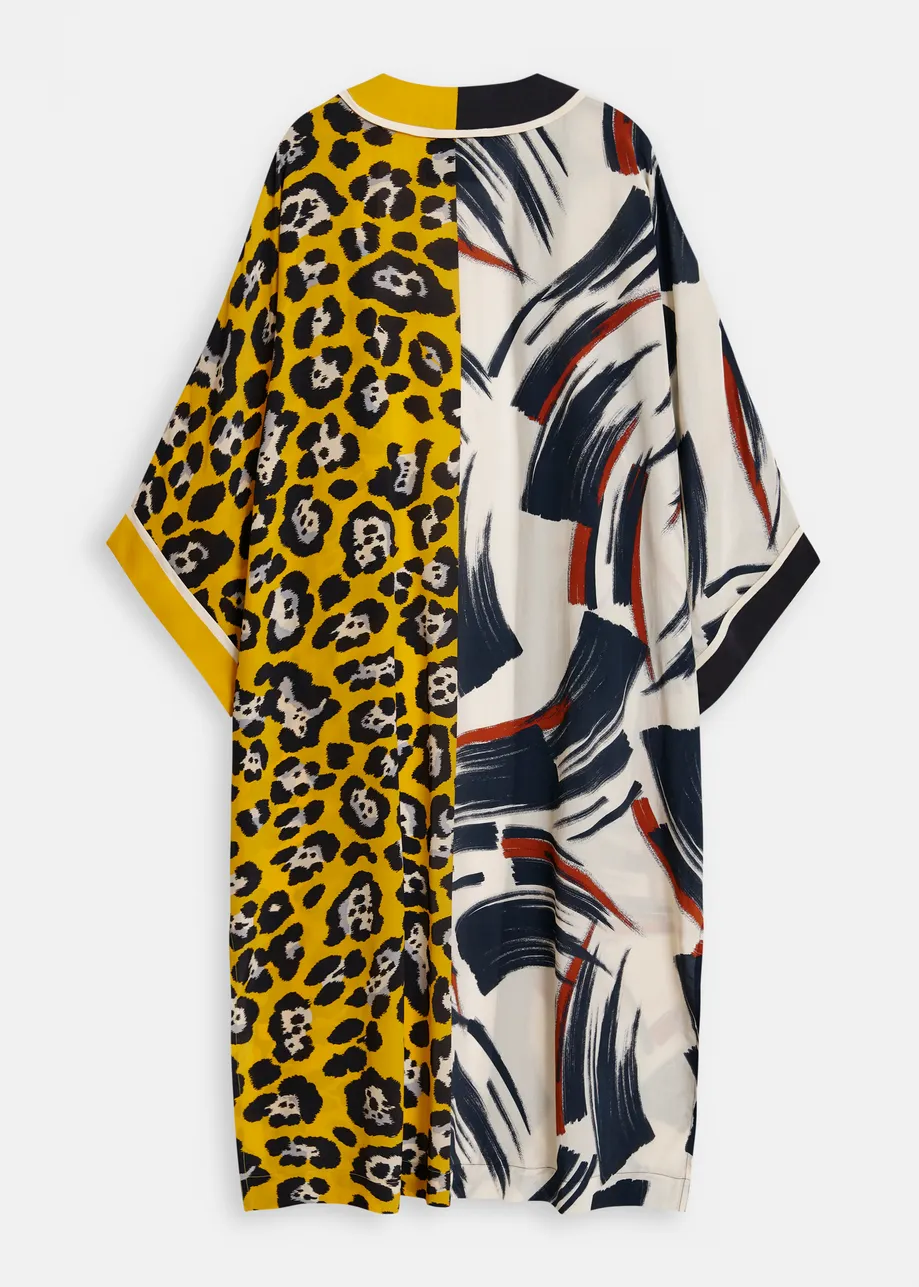 Multicolor kimono with two different prints