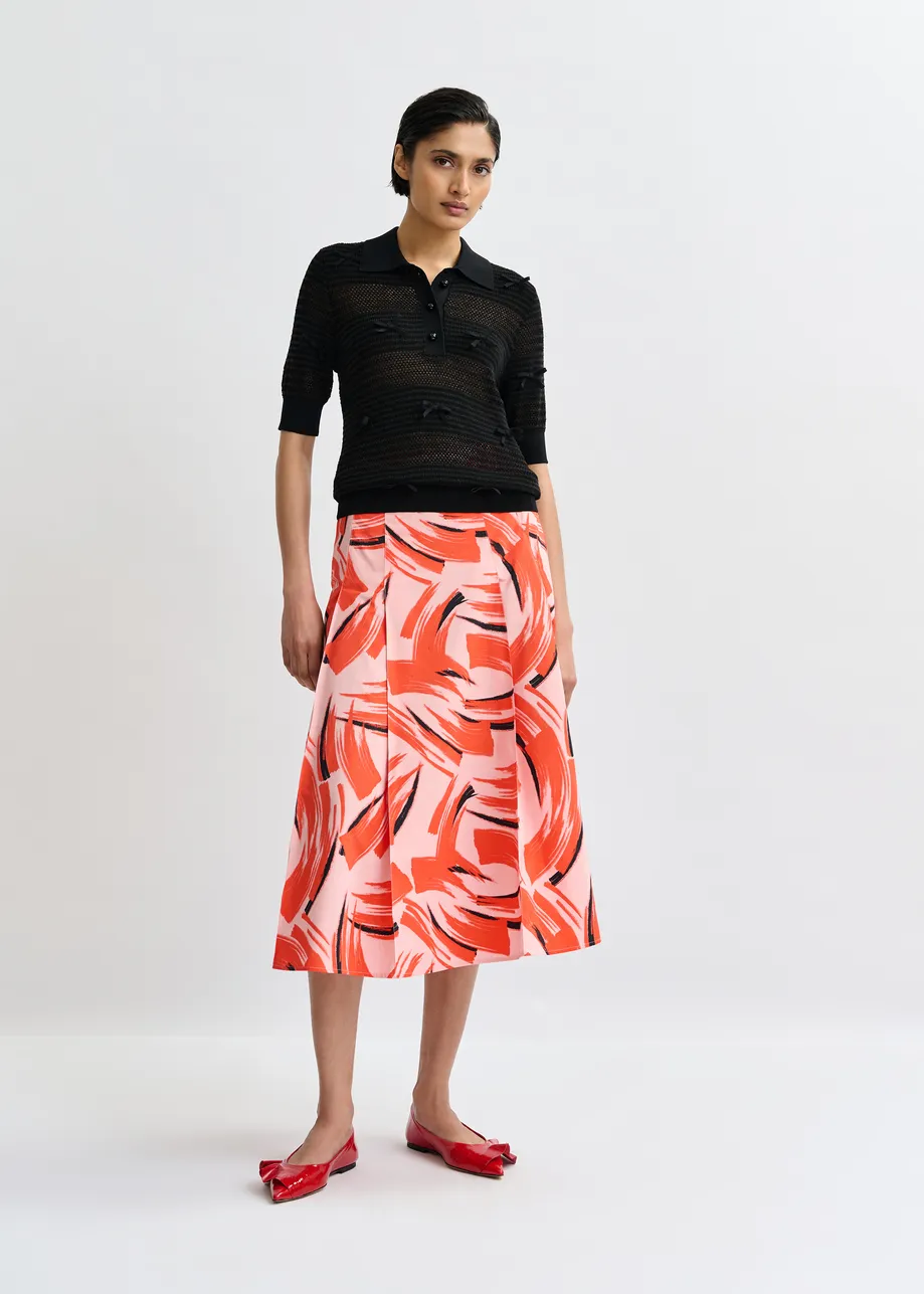 Black bow-embellished knit polo