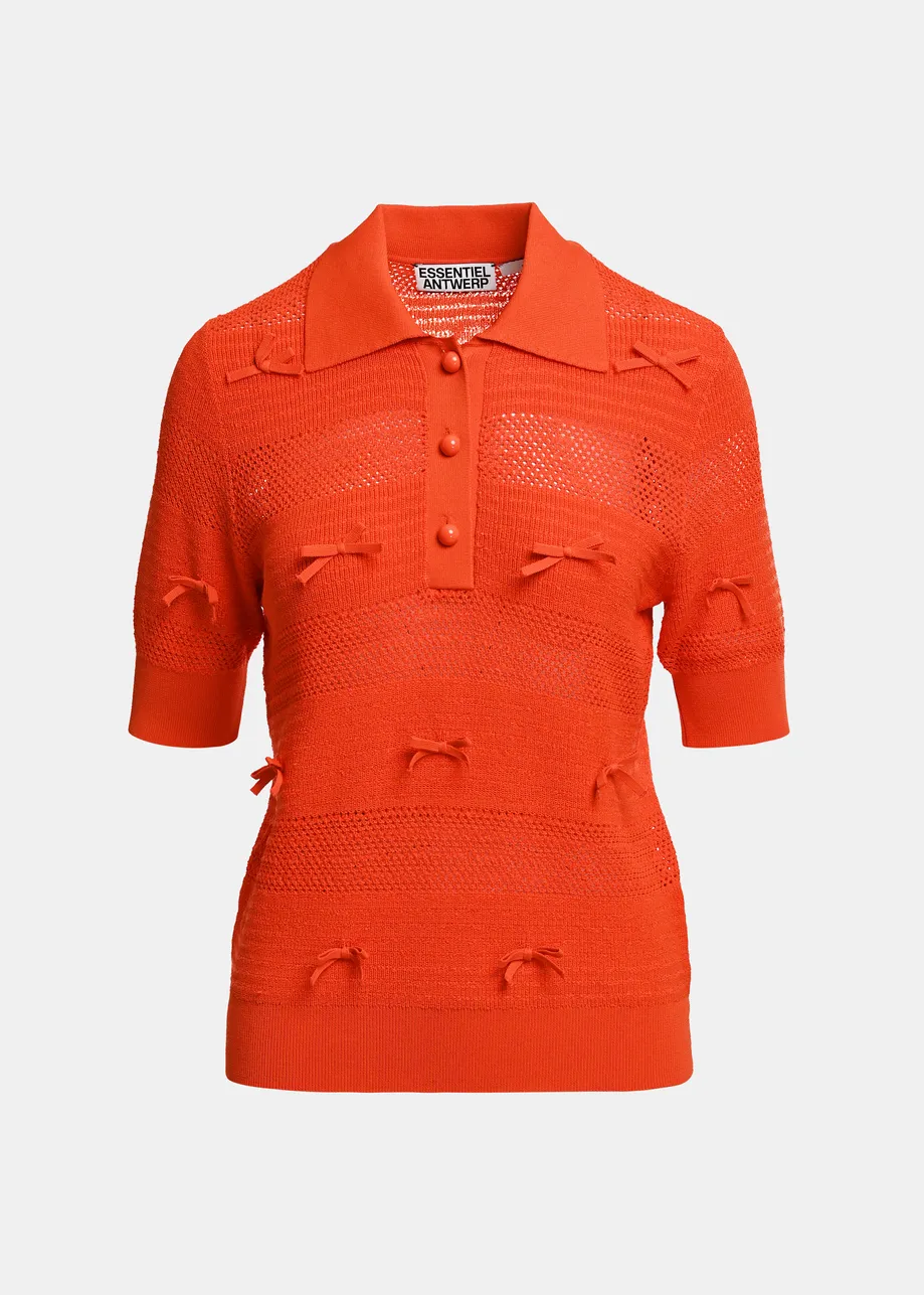 Polo en maille à nœuds rouge