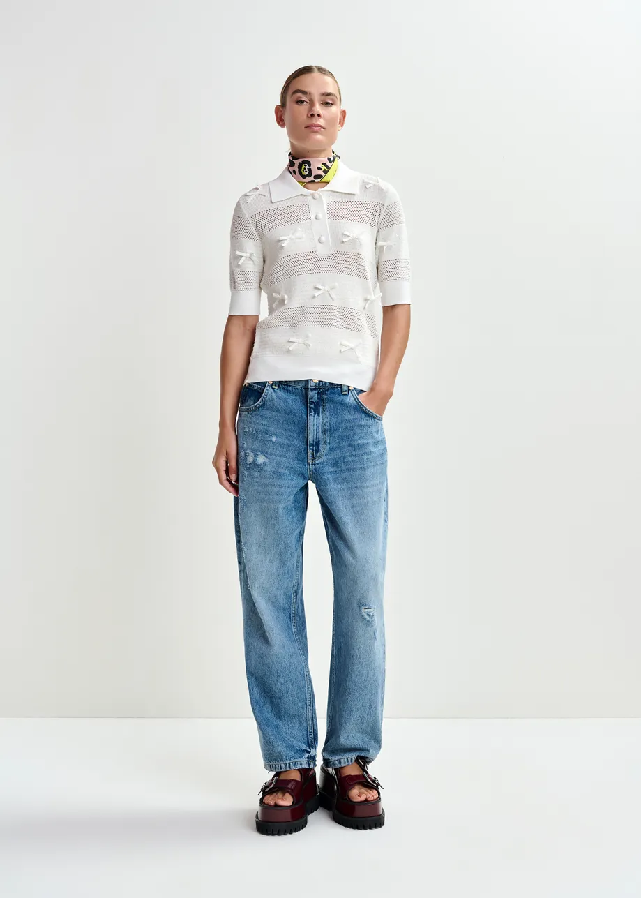 Off-white bow-embellished knit polo