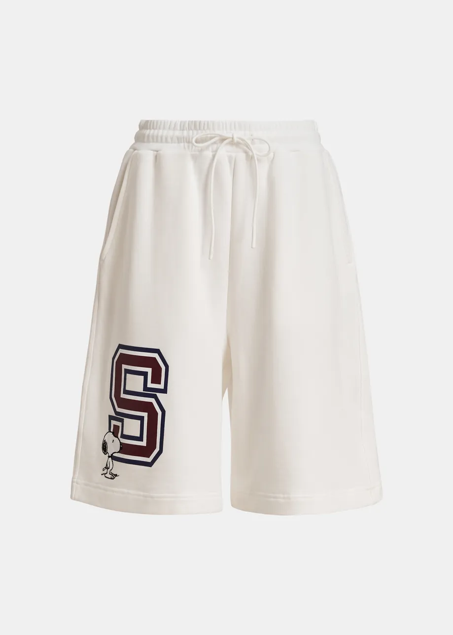 Off-white cotton-blend Peanuts™ shorts with letter appliqué