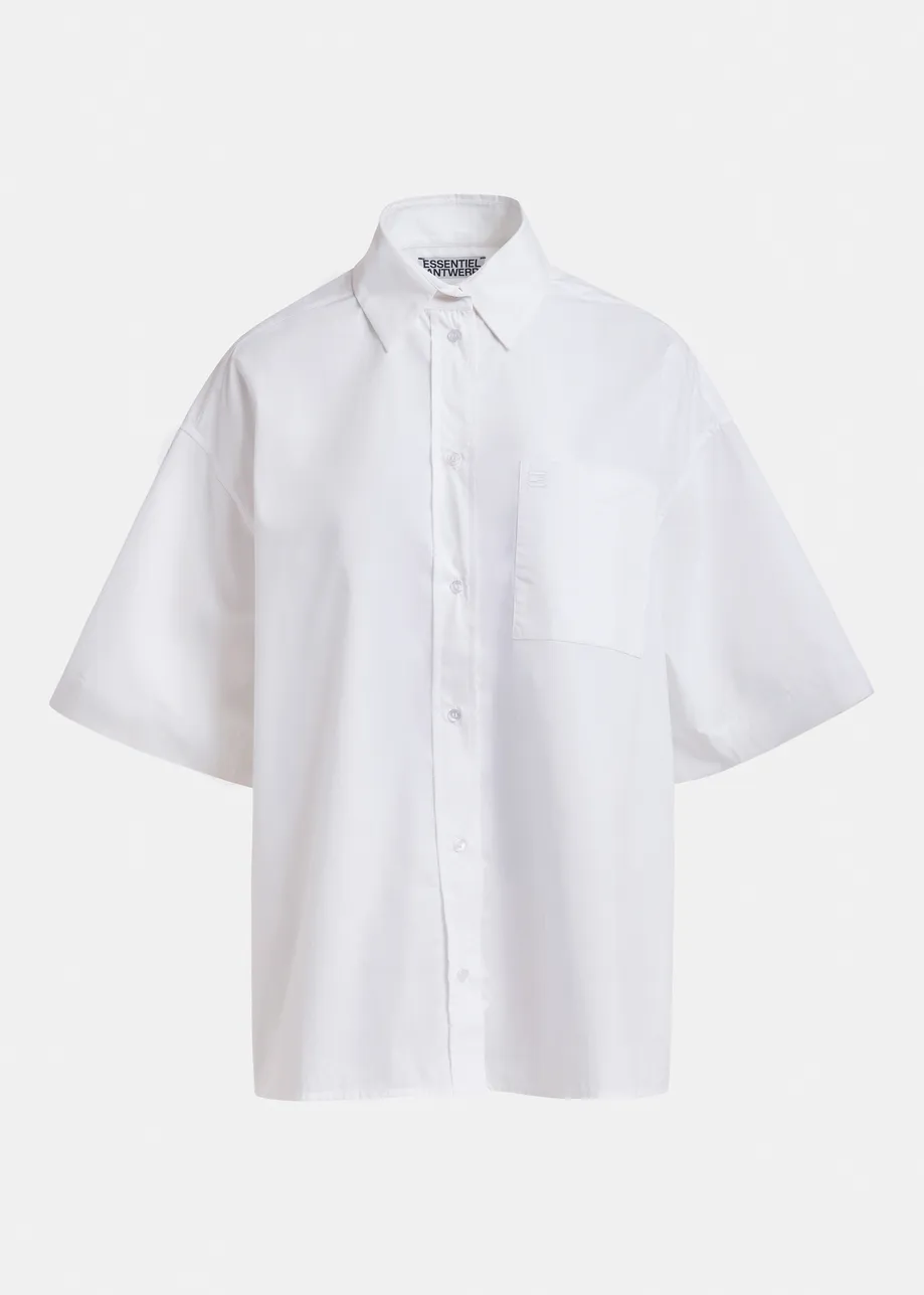 White striped cotton shirt with embroidered detail and separate scarf