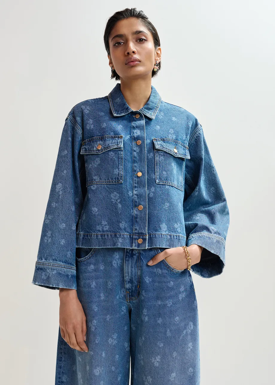 Kort blauw jeansvest