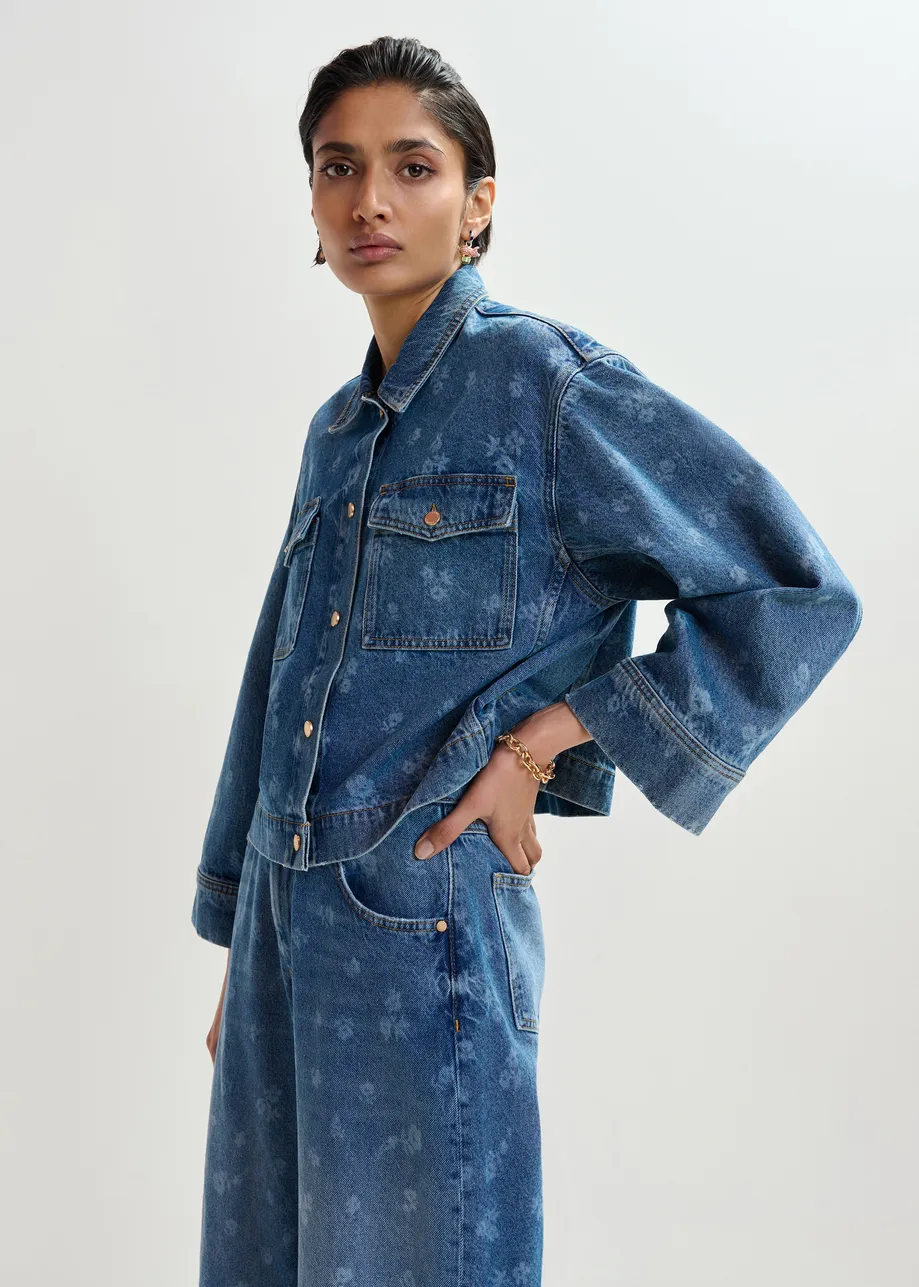 Kort blauw jeansvest