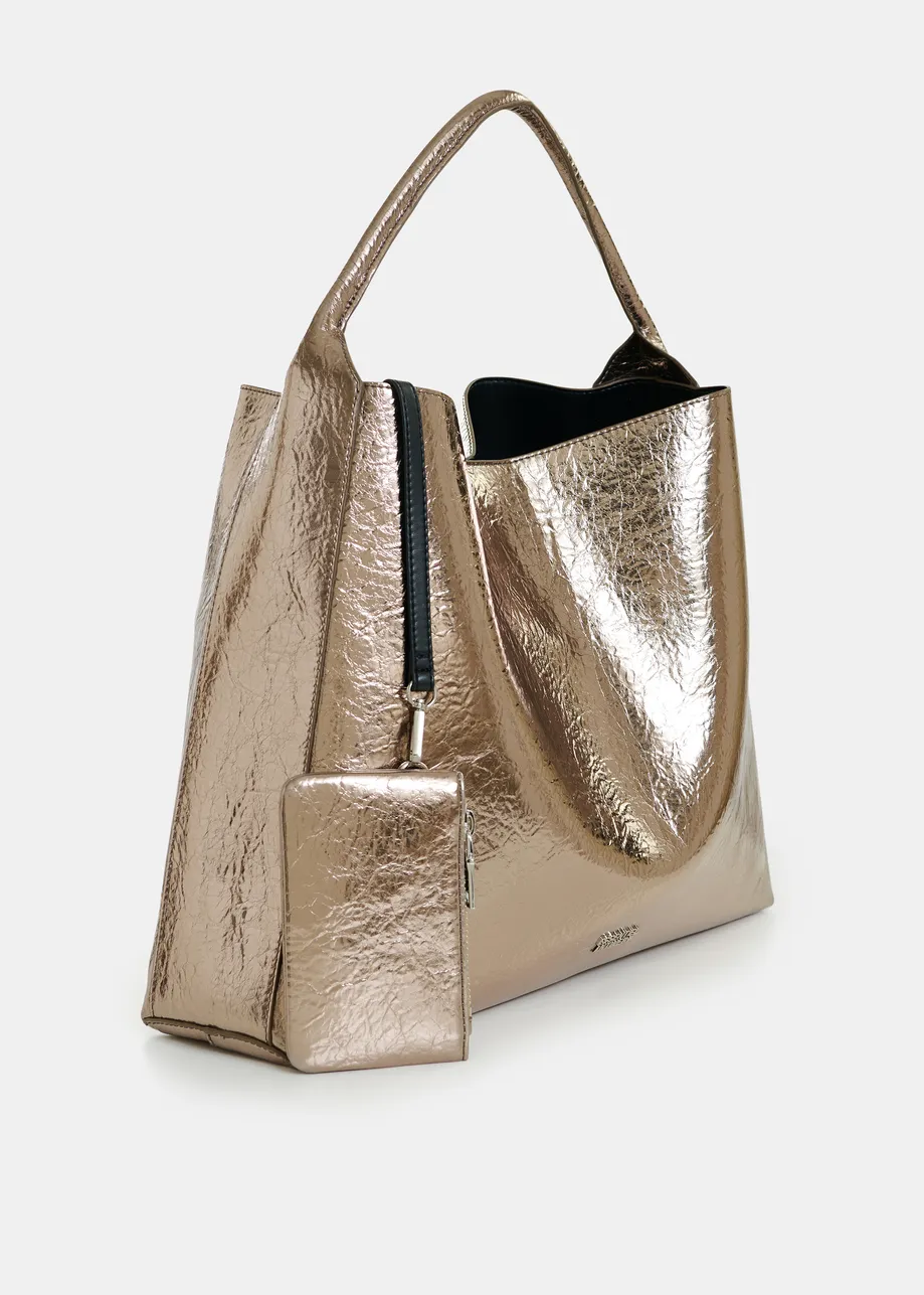 Gold glossy shopper bag