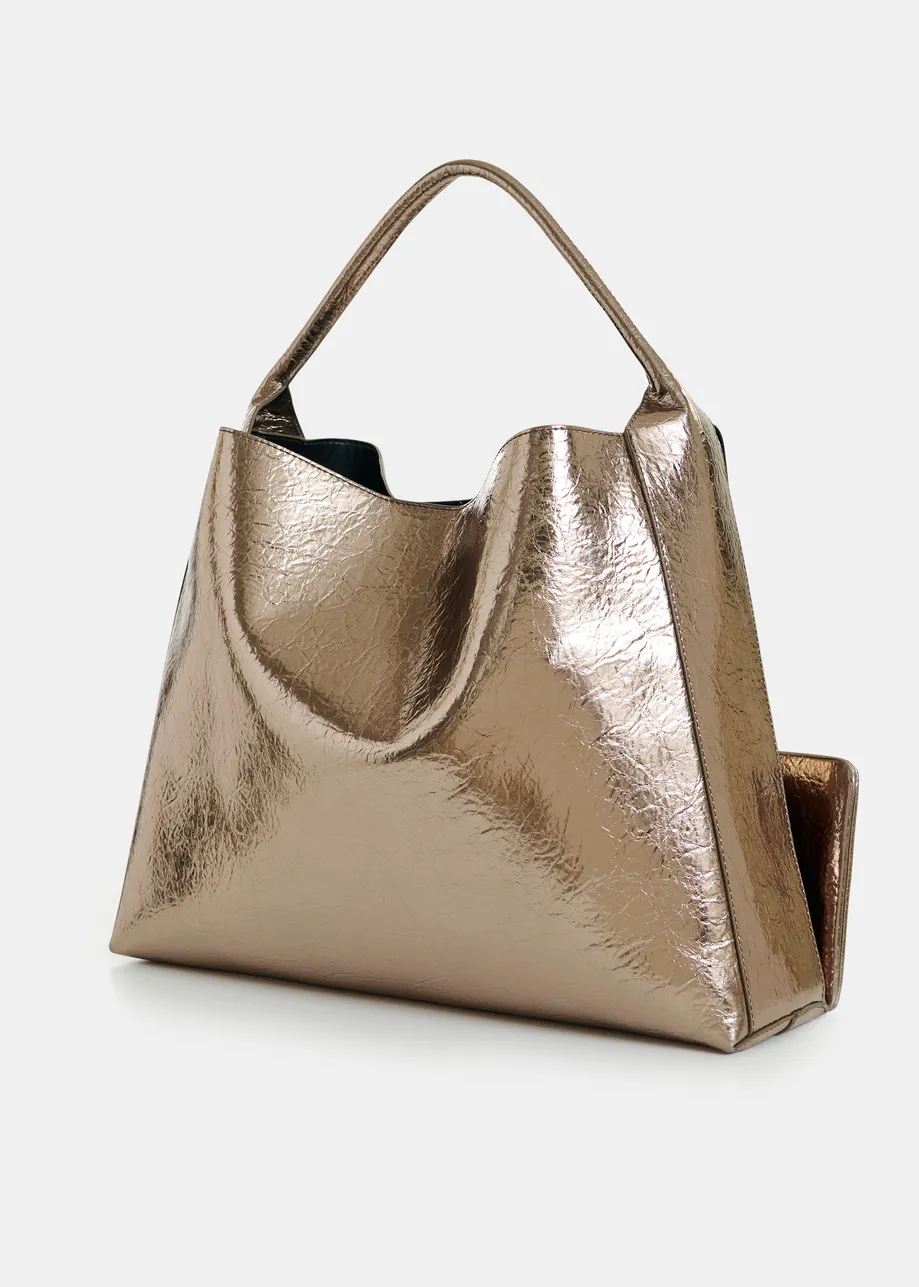 Gold glossy shopper bag