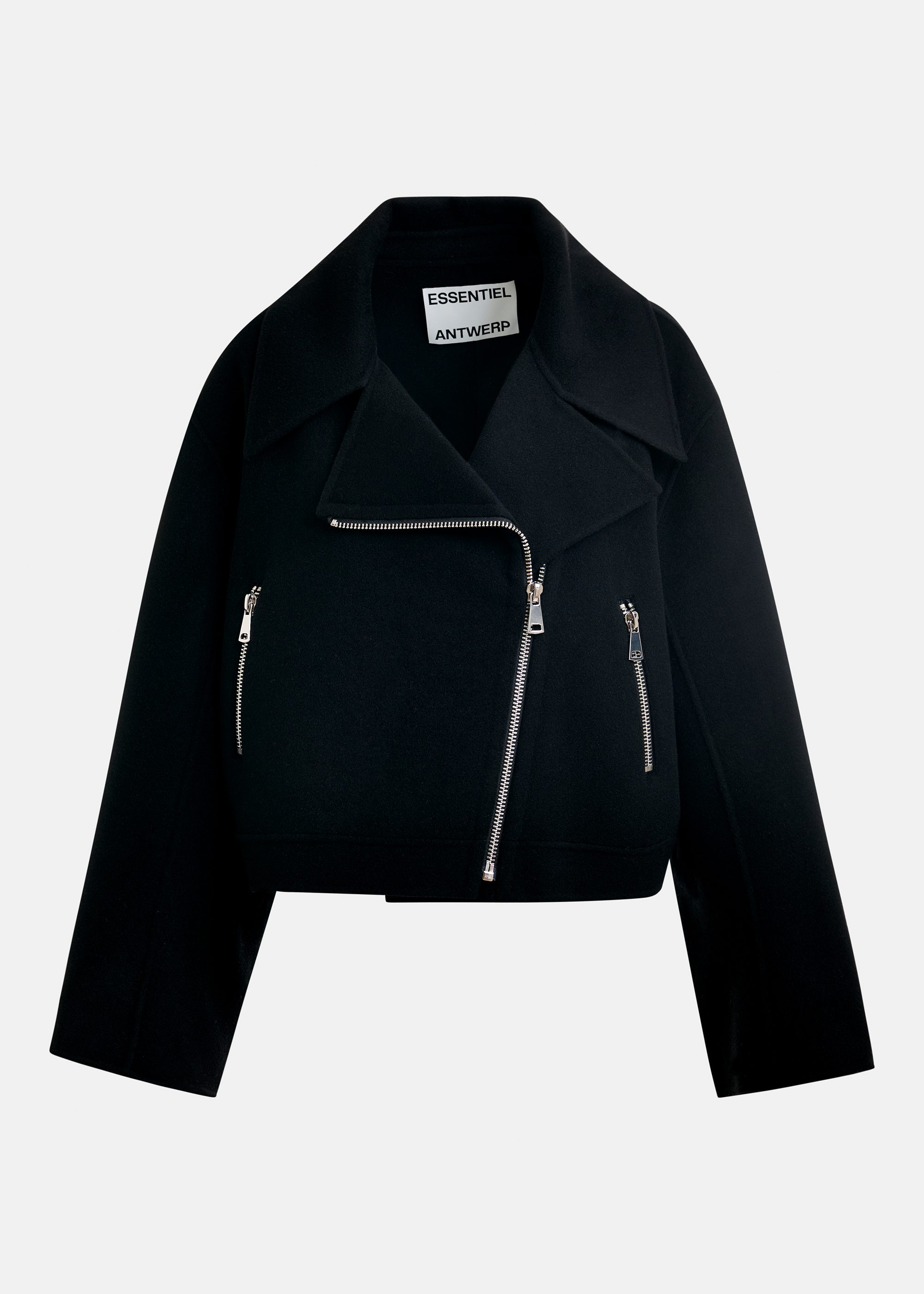 Black wool double-faced jacket | Essentiel Antwerp Italy