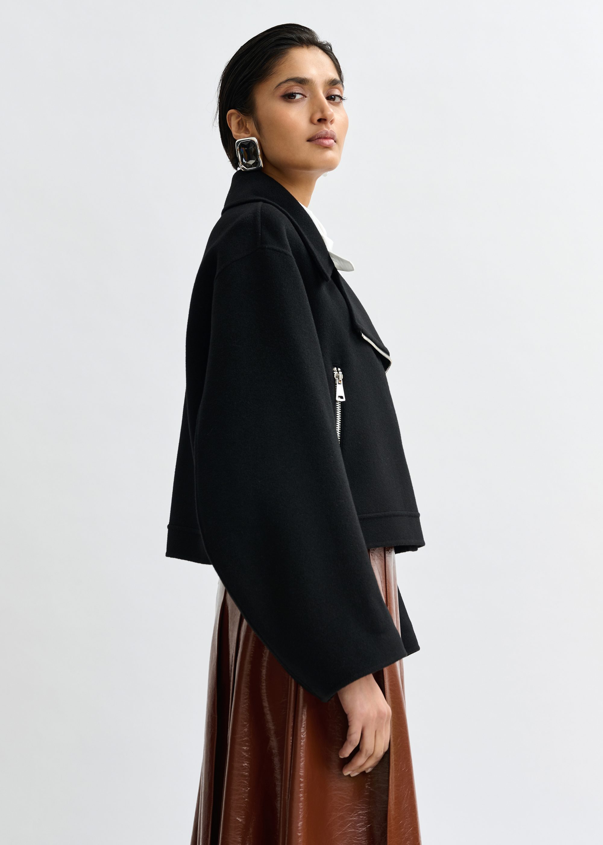 Black wool double-faced jacket | Essentiel Antwerp Italy