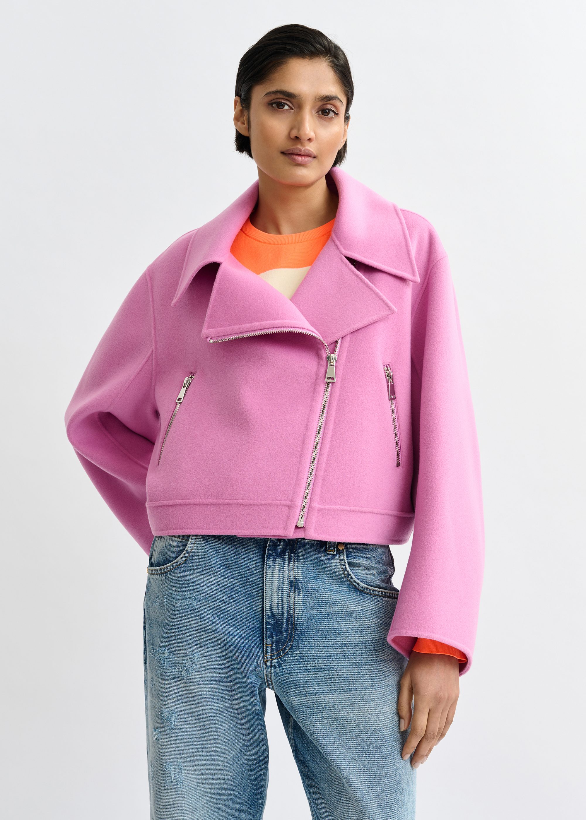 Pink wool double-faced jacket | Essentiel Antwerp United States