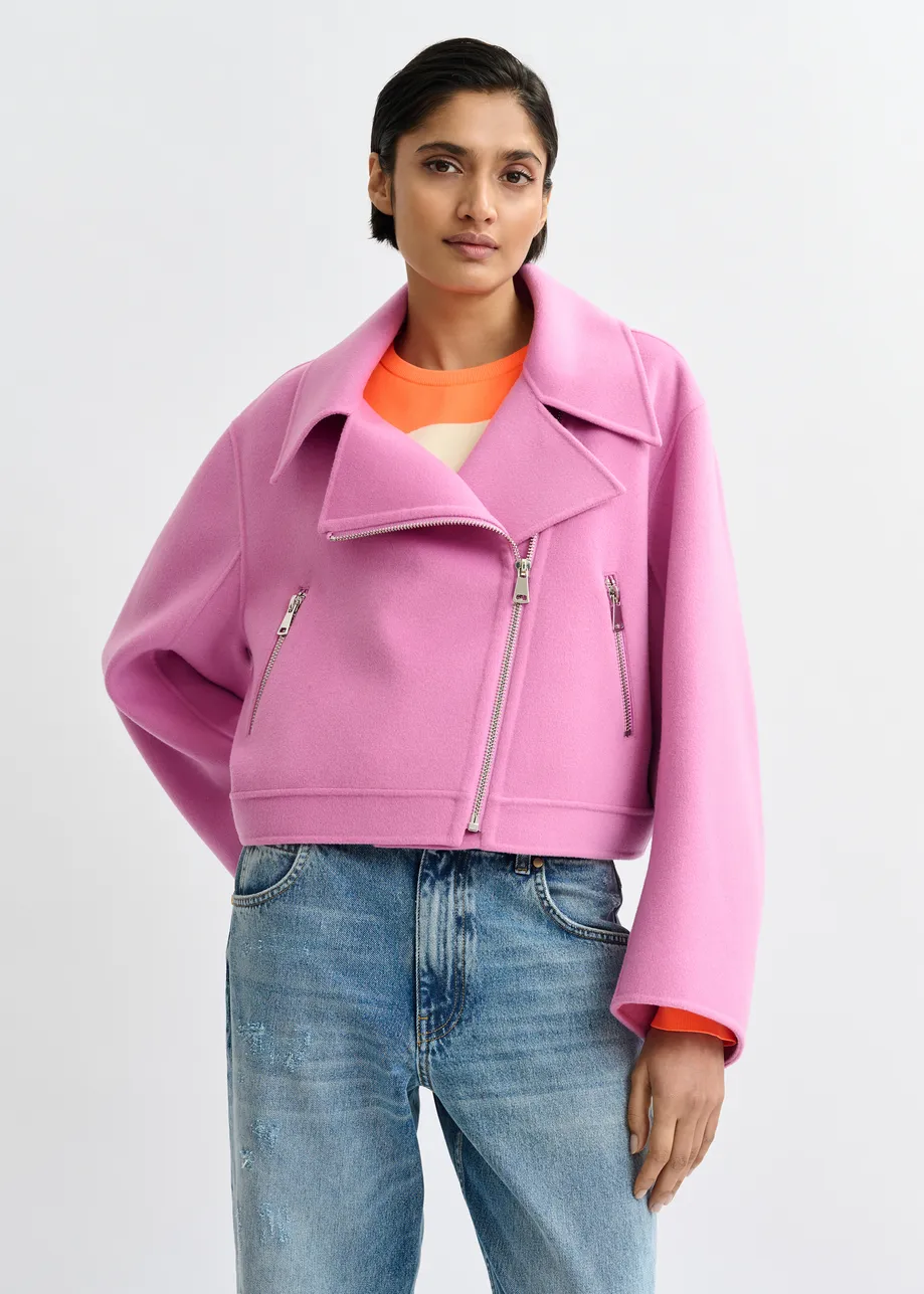Roze tweezijdige jas in wol