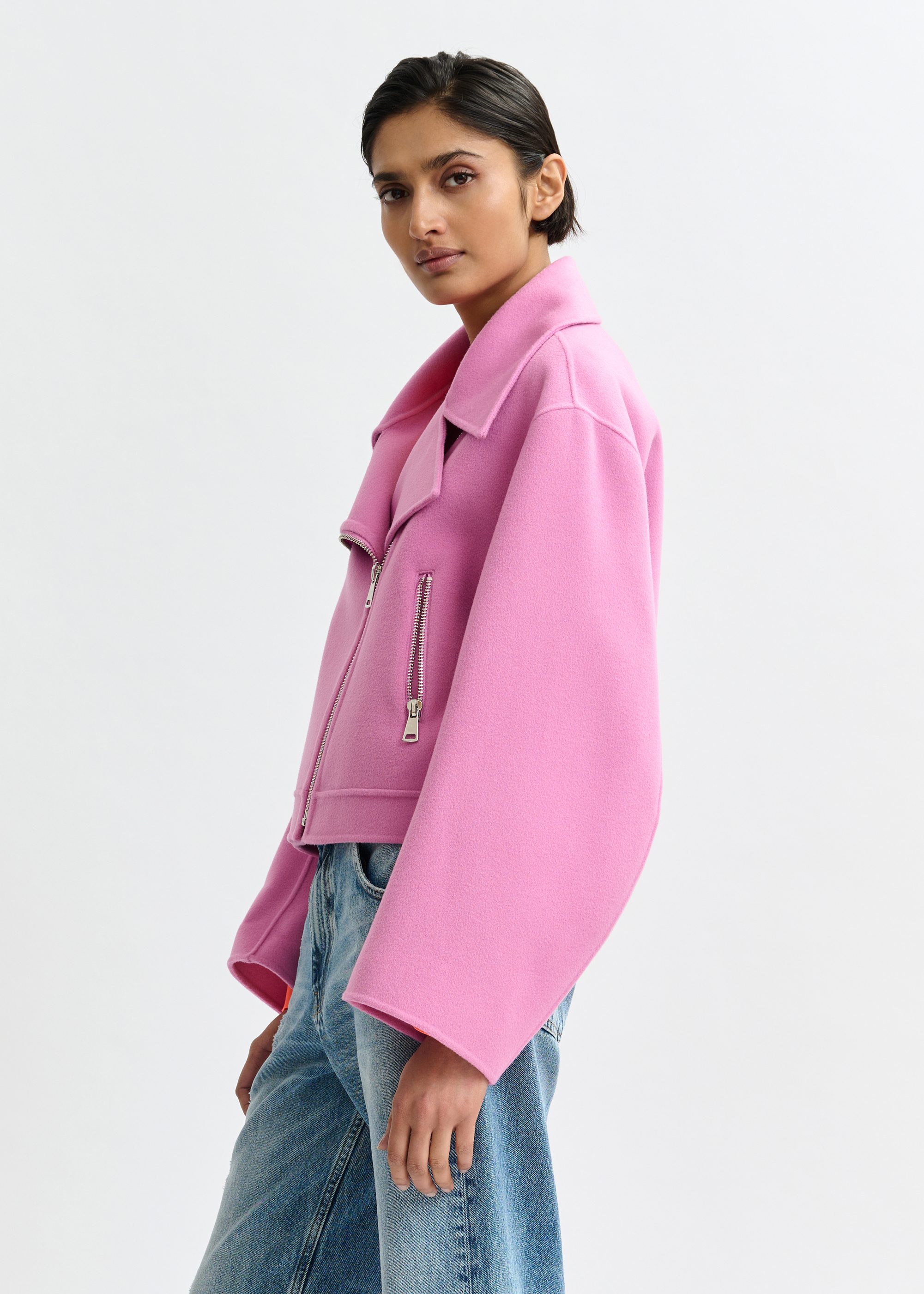 Pink wool double-faced jacket | Essentiel Antwerp United Kingdom