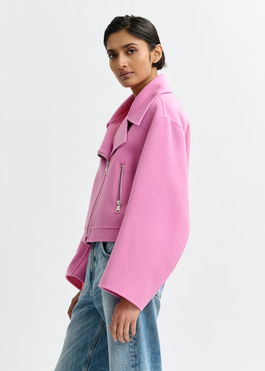 Roze tweezijdige jas in wol