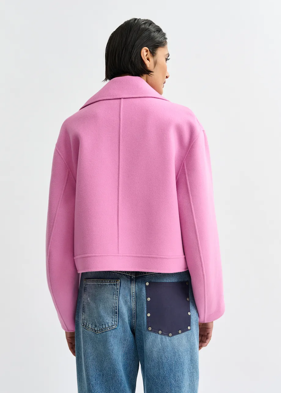 Roze tweezijdige jas in wol