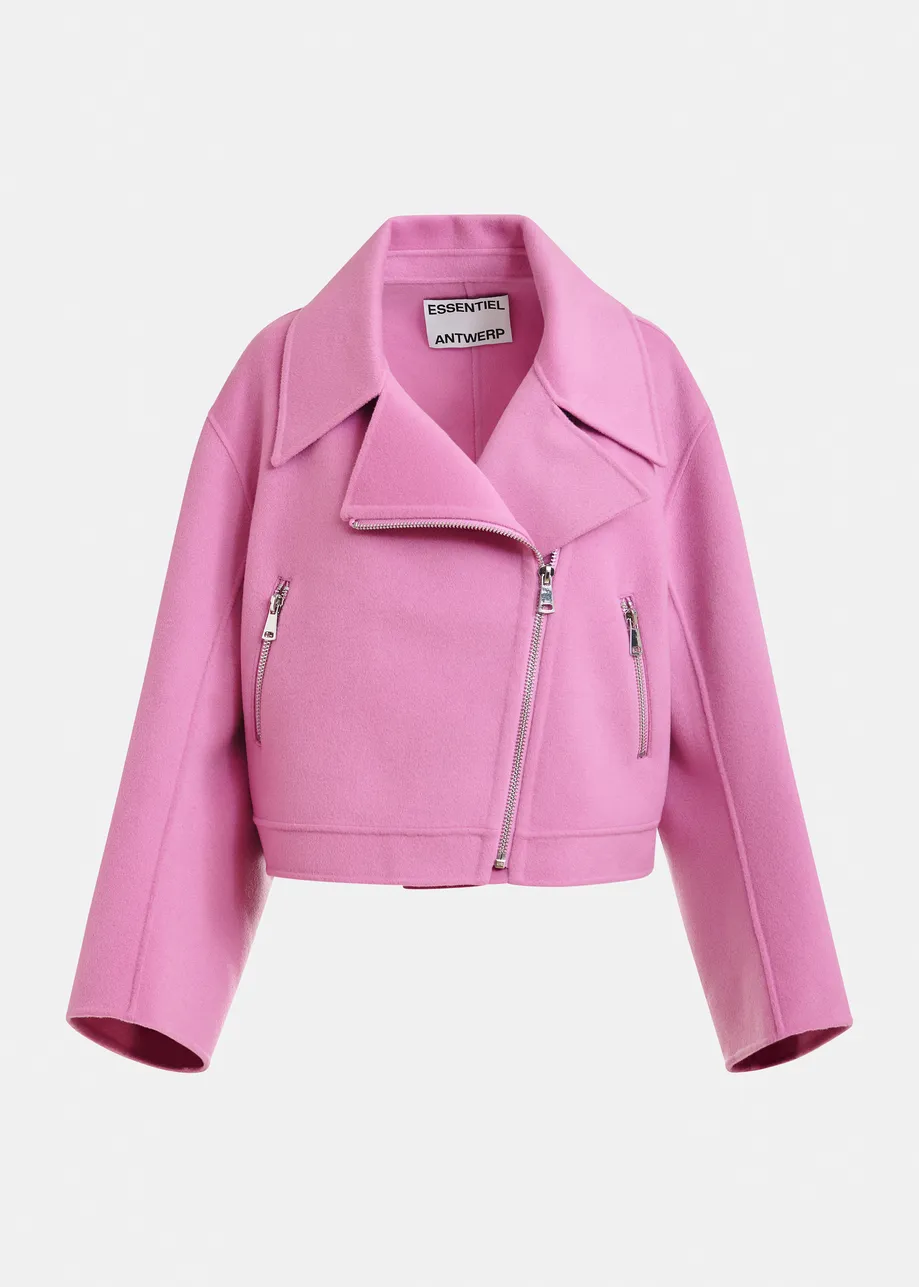 Roze tweezijdige jas in wol