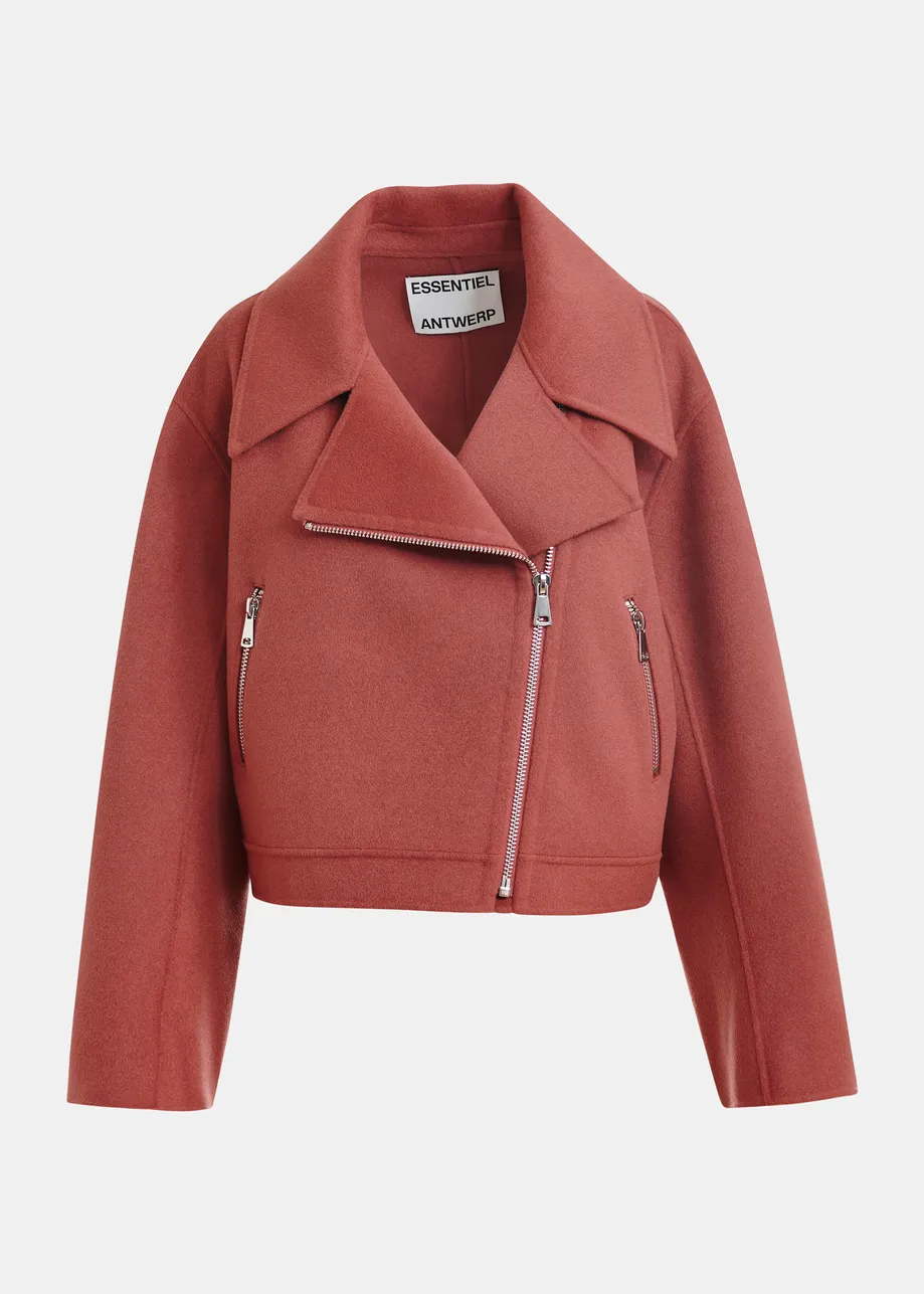 Gebrand oranje tweezijdige jas in wol