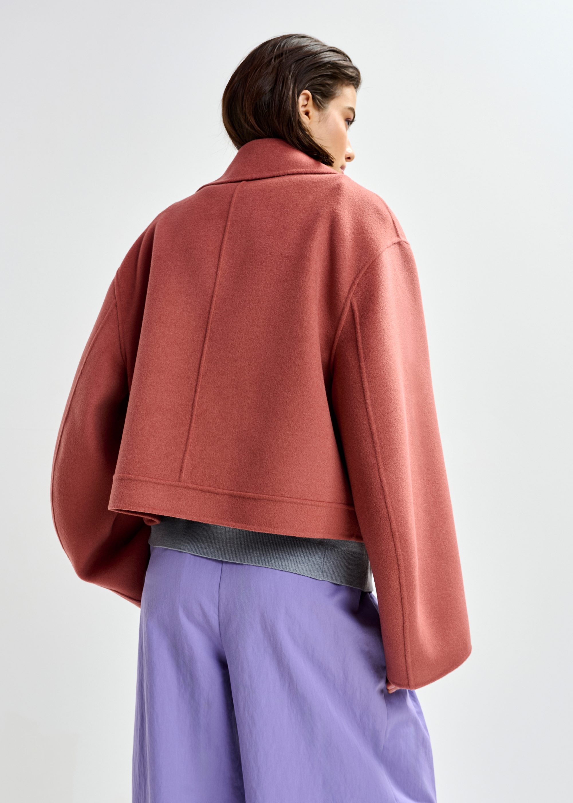 Burned orange wool double-faced jacket | Essentiel Antwerp Europe
