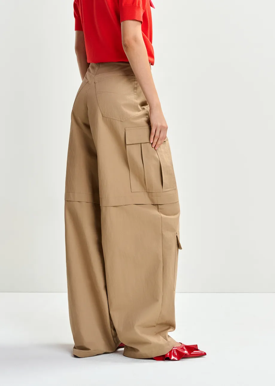 Lichtbruine katoenmix cargobroek met klepzakken
