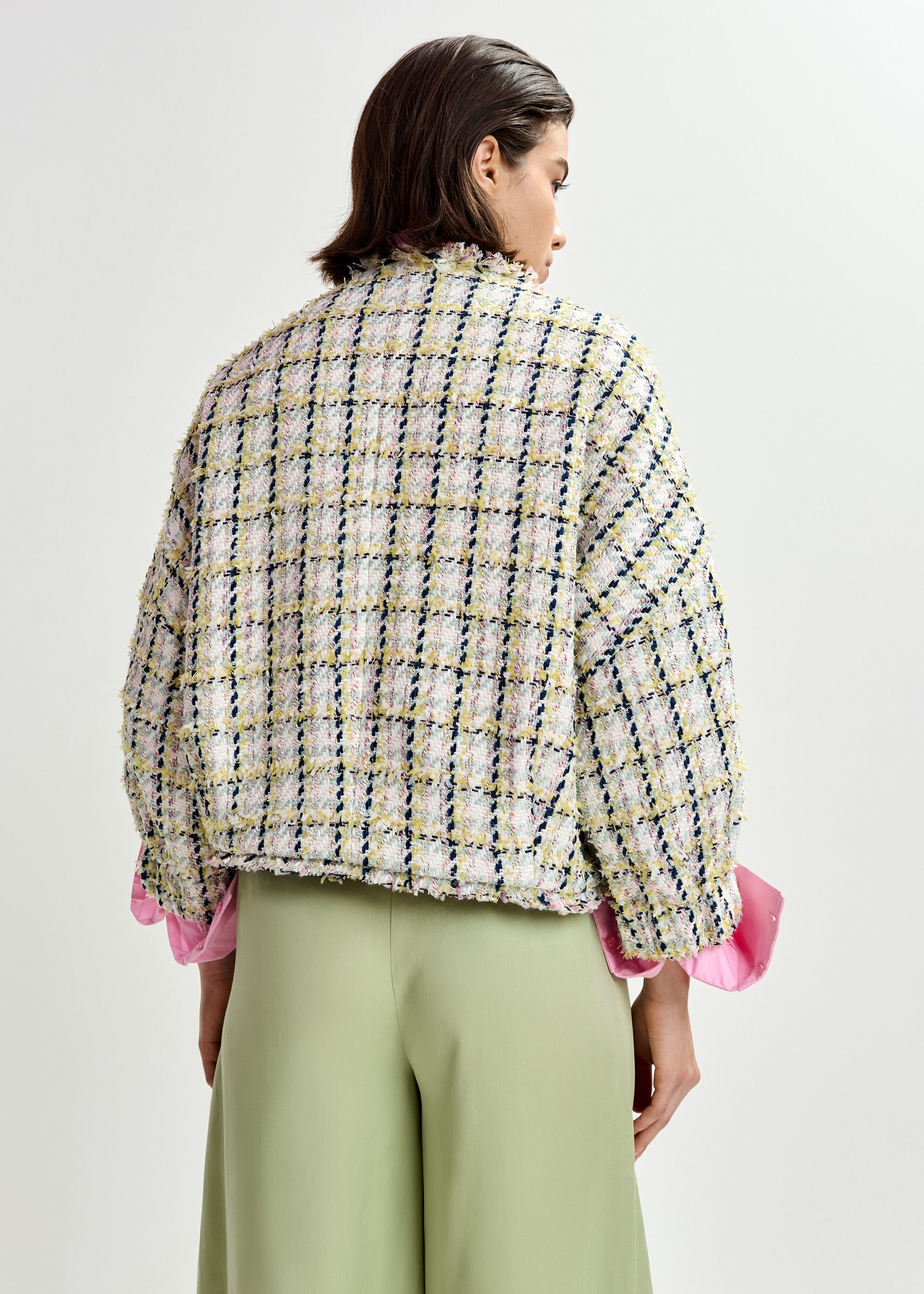 Oversized bouclé jacket with trim detailing | Essentiel Antwerp