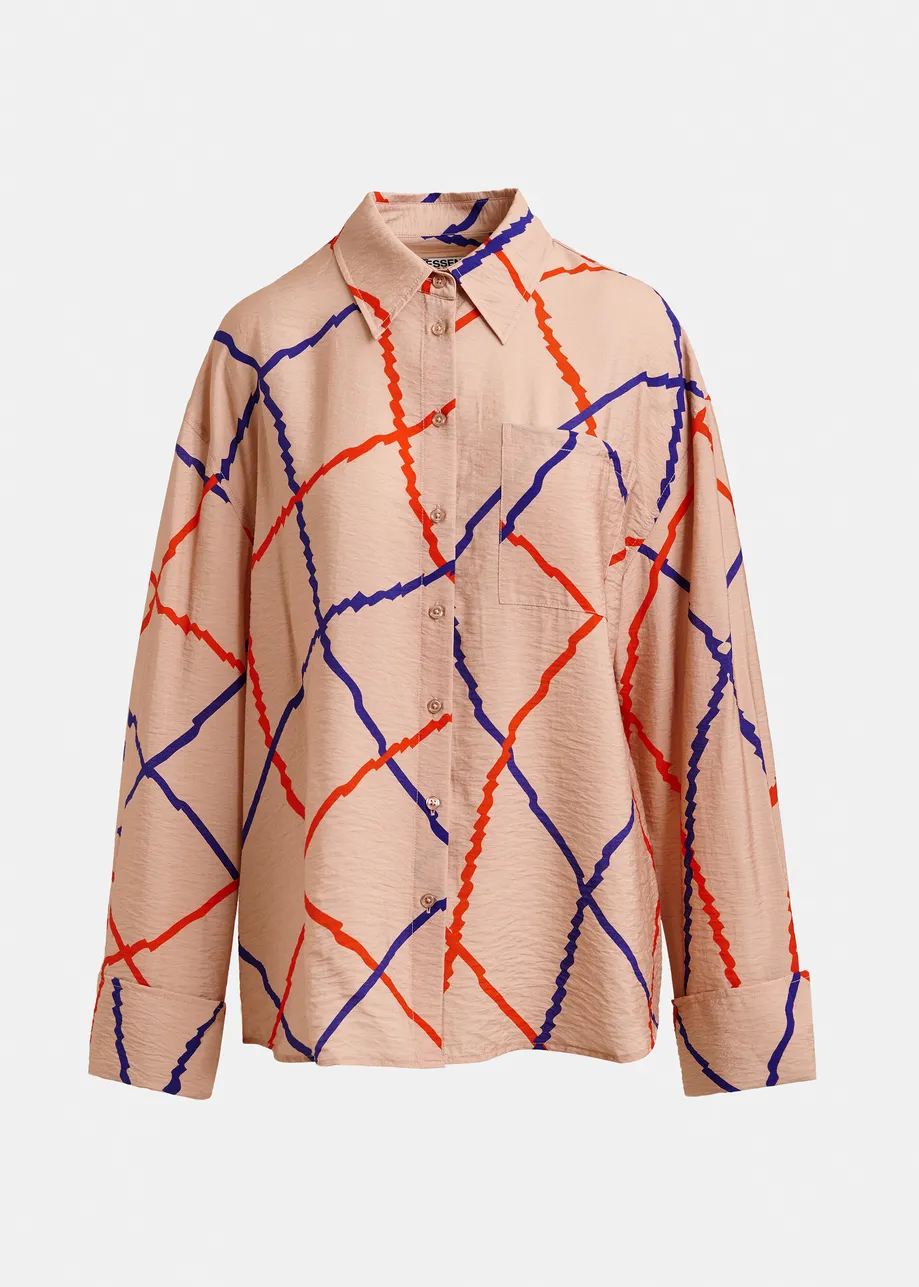 Lichtroze, rood en blauw ruitjeshemd