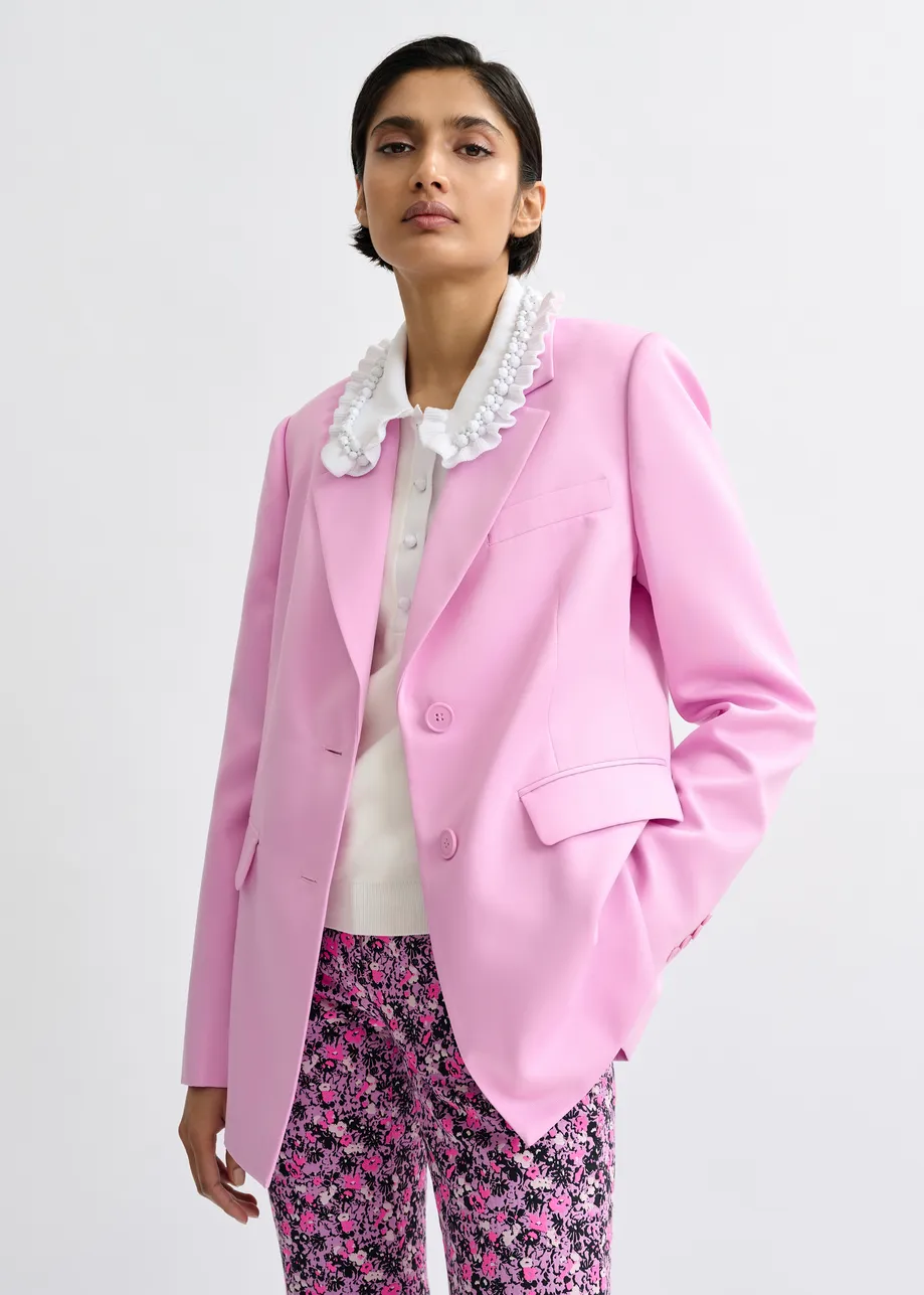 Roze blazer met enkele knopenrij
