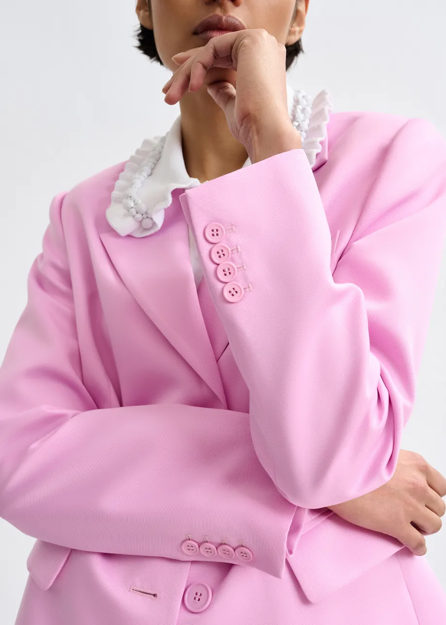 Roze blazer met enkele knopenrij
