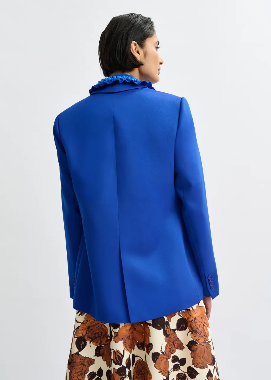 Blauwe blazer met enkele knopenrij