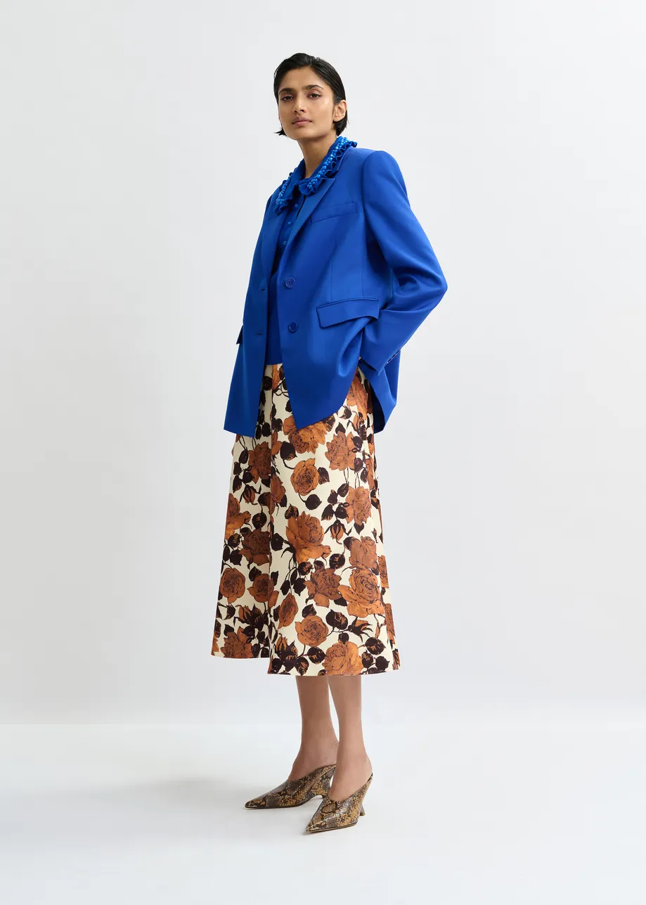 Blauwe blazer met enkele knopenrij