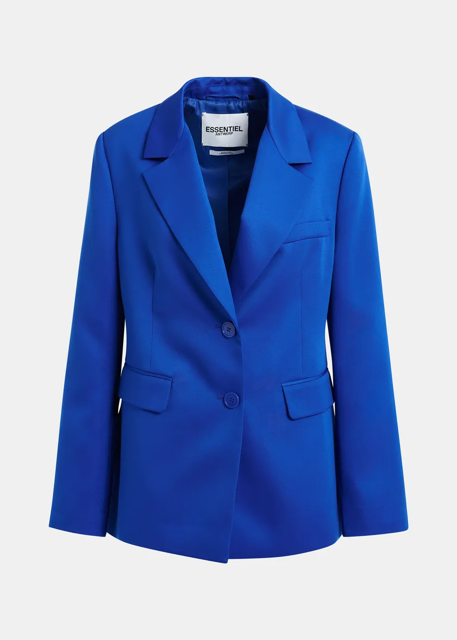 Blauwe blazer met enkele knopenrij